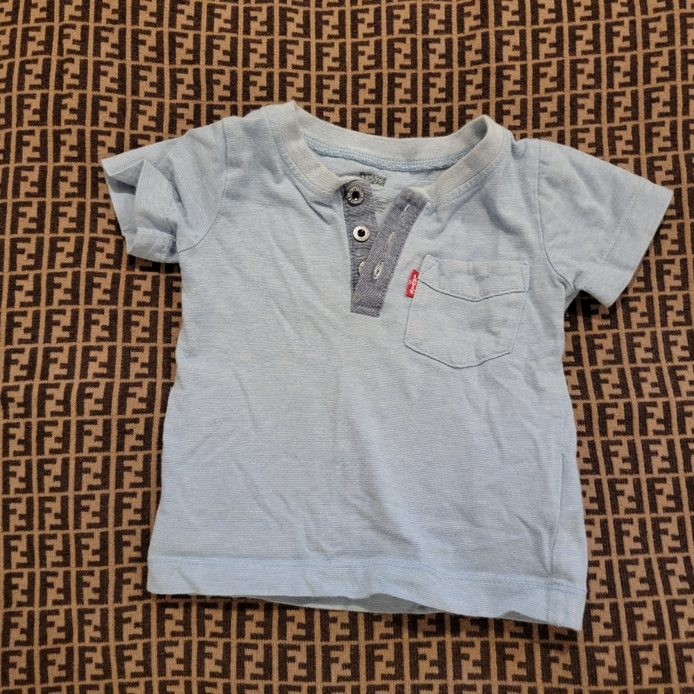 Levis adorable Henley shirt size 18 months blue with pocket and buttons short